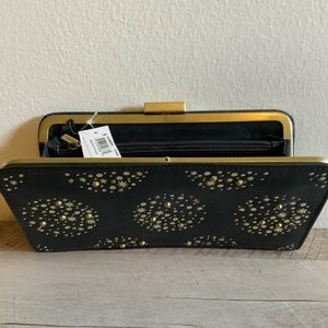 Fossil Memoir Clutch Frame Wallet in Black with Stars